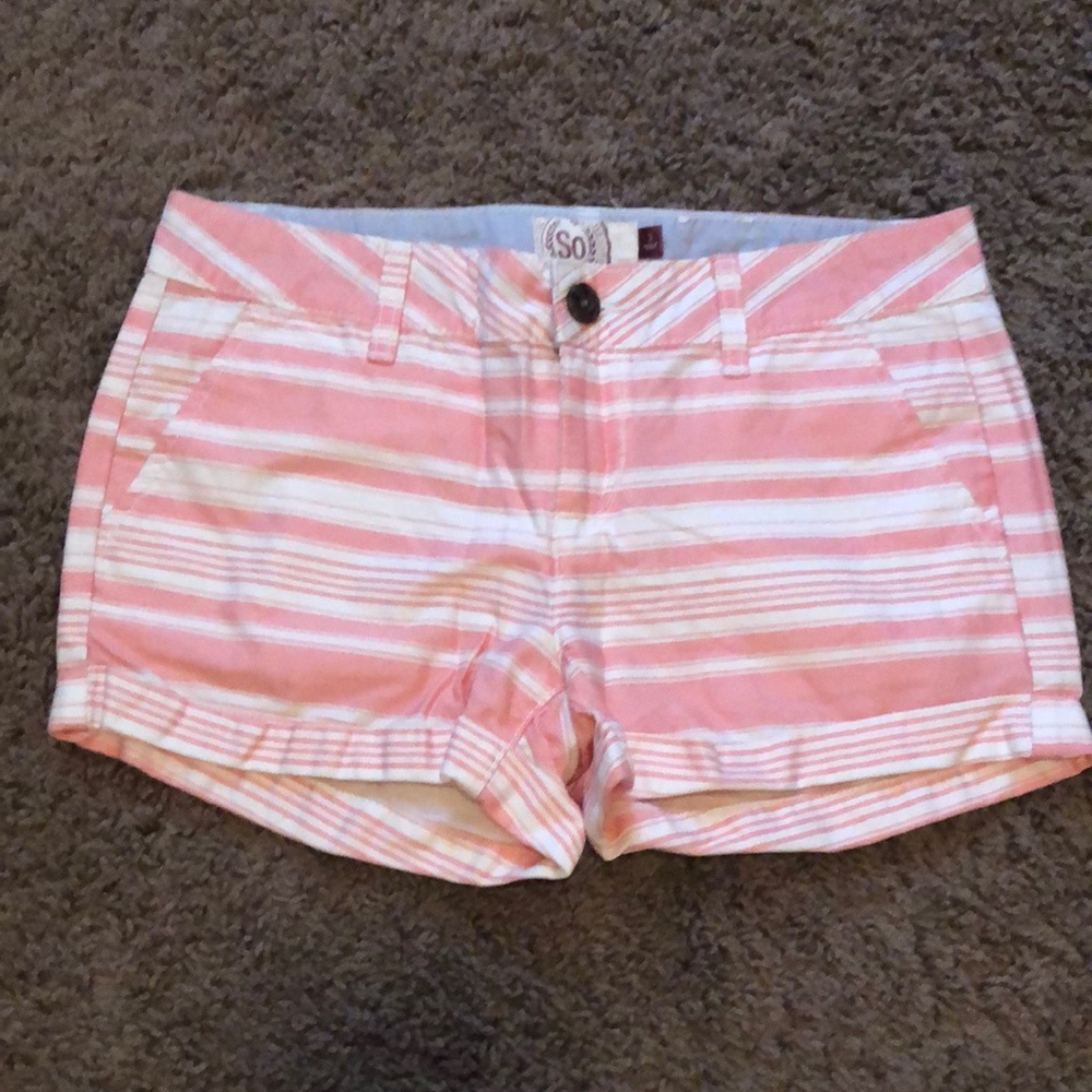 Pink & white cuffed shorts